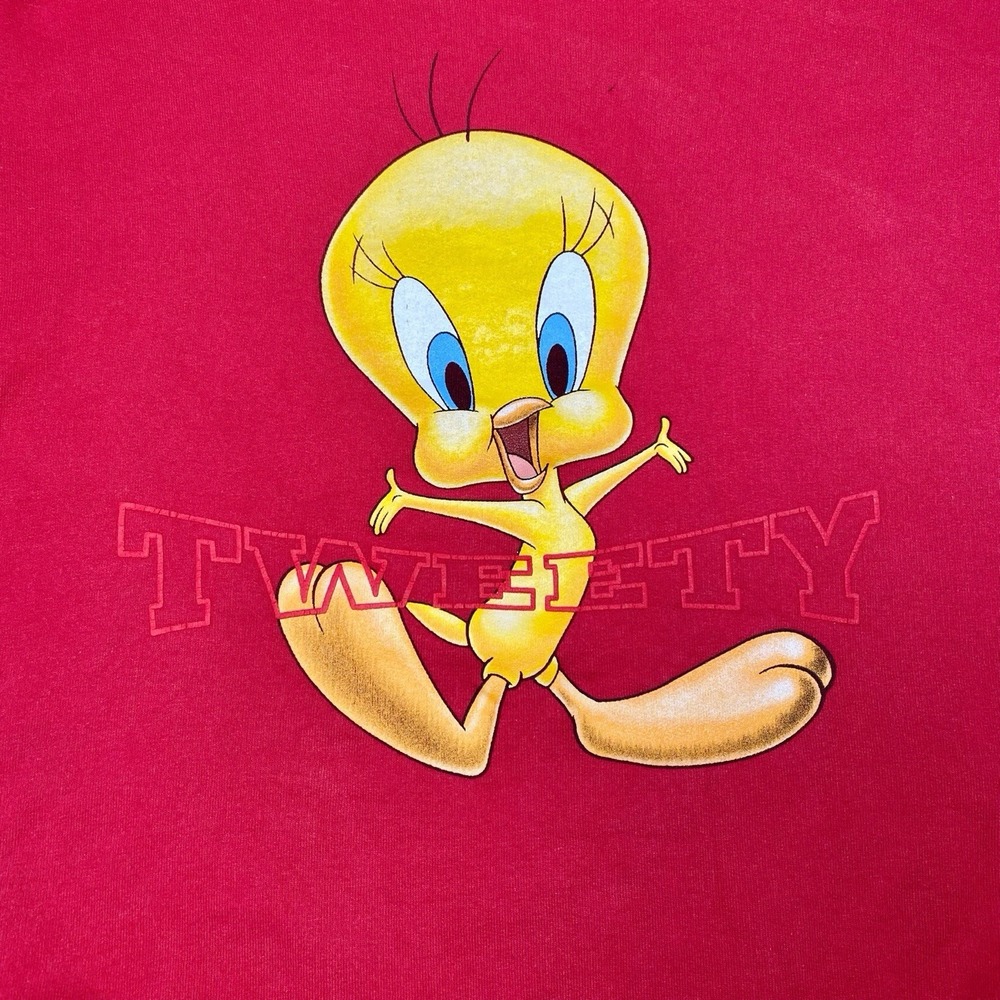 90s Tweety Warner Bros Studio Store Crew Pullover Sweatshirt XL Kids Red USA